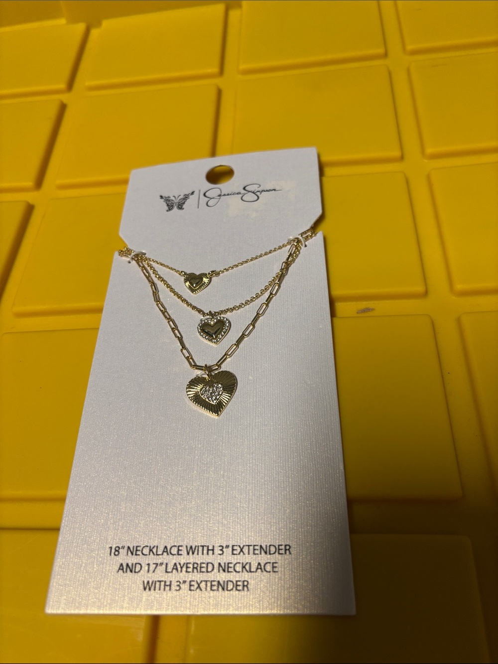 Jessica Simpson Gold Triple Heart Layered Necklace